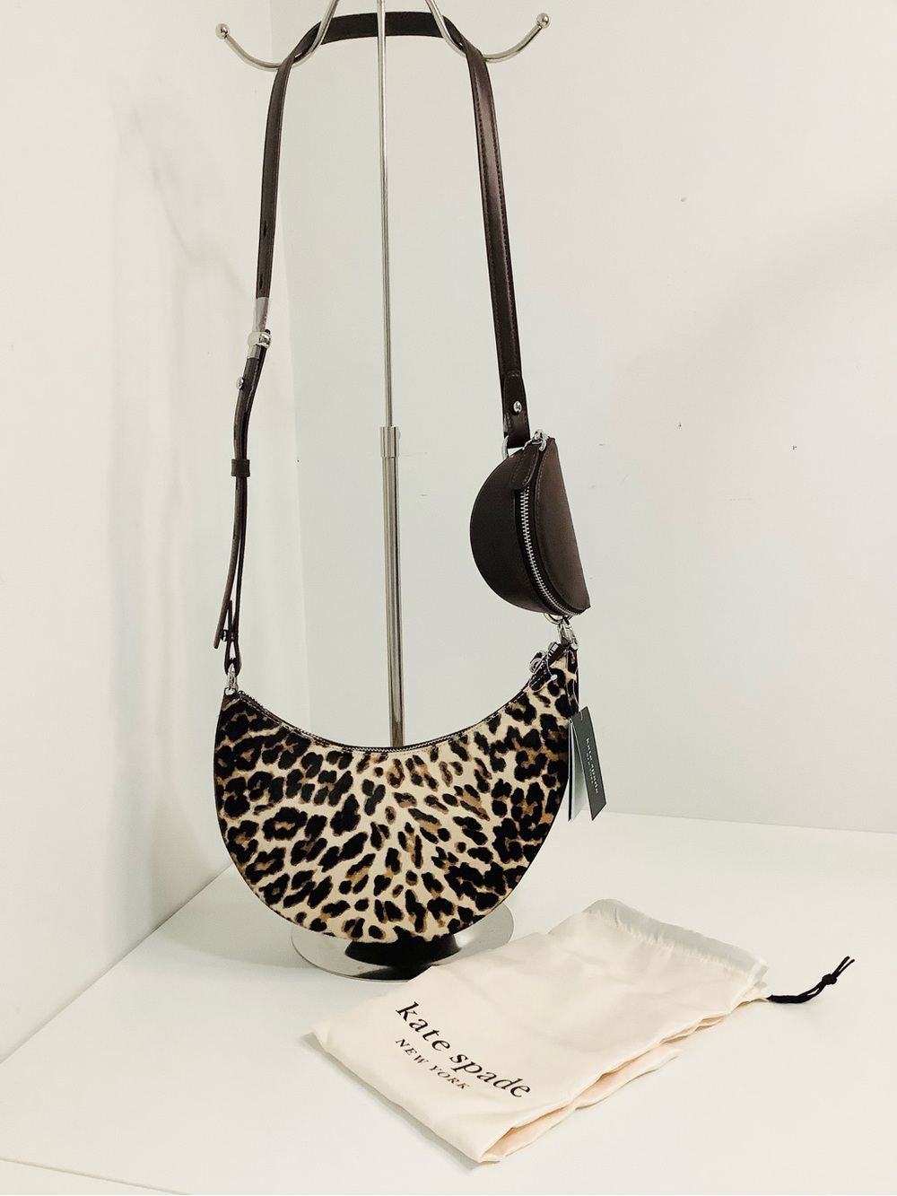 Kate Spade NY BESTSELLER Leopard Print Haircalf Multi-way Bag NEW w/ Dust Bag - Picture 5 of 16